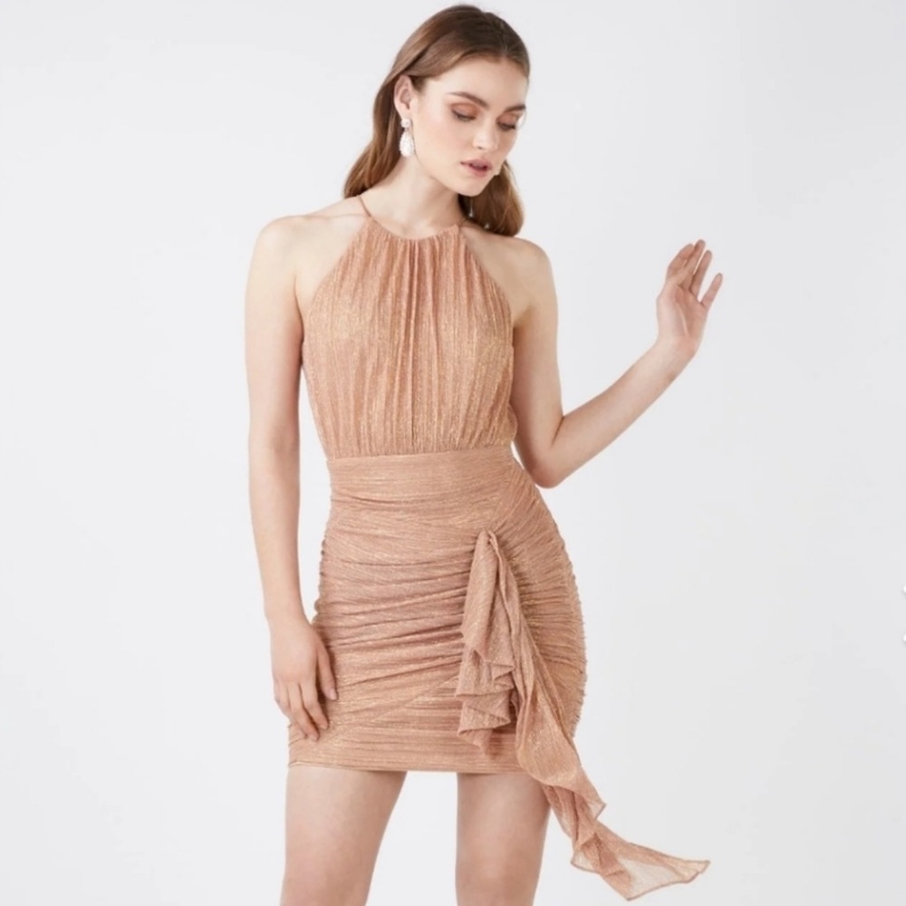 BCBGMAXAZRIA GABRIELLE SHIMMER MINI DRESS- XS